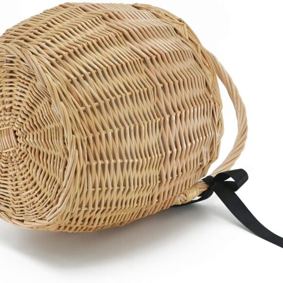 Womens Wicker Straw Rattan Bag Handmade Small Multi-Use Shoulder Beach Tote - Picture 4 of 7